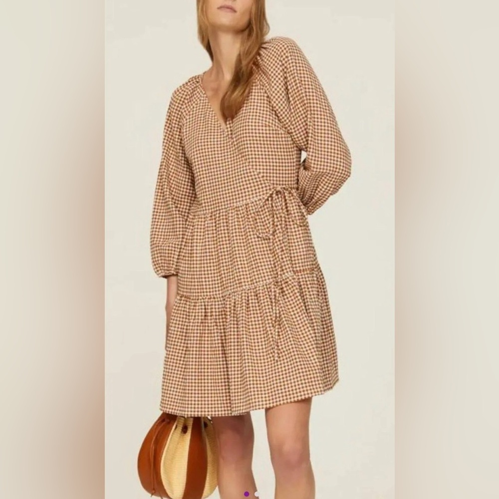 NWT MADEWELL Gingham Puff-Sleeve Wrap Mini Dress Cotton India Made NE955 Sz 4X‎ - Picture 4 of 15